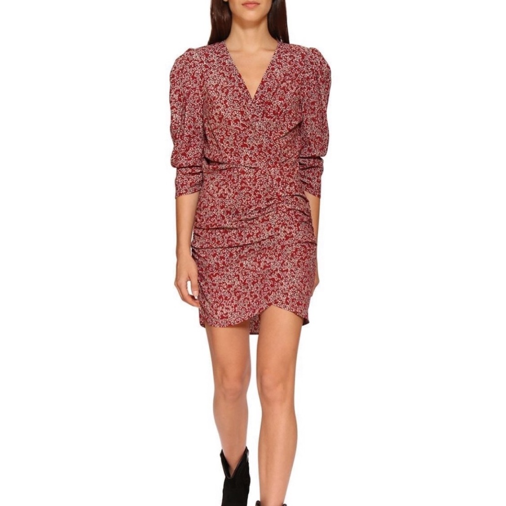HUGE PRICE DROP! BA&SH CRYSTAL FLORAL PRINT DRAPED MINI DRESS